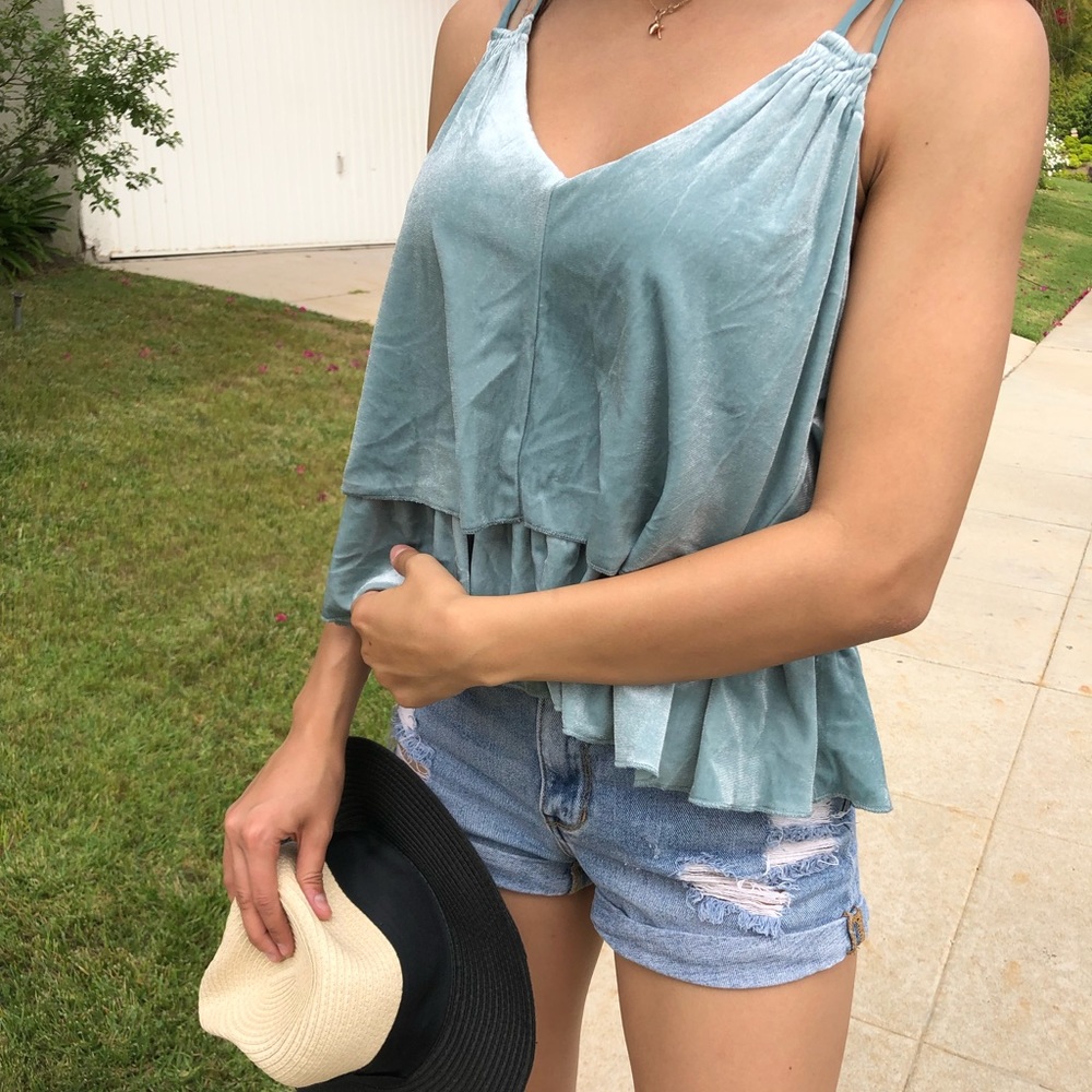 Velour Teal Top - Picture 3 of 5